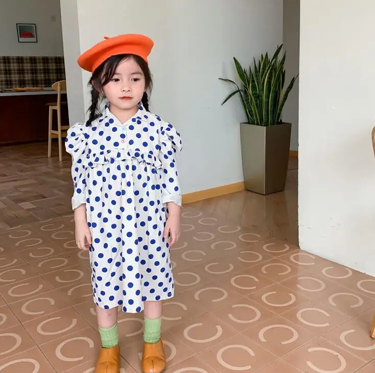 2020 Fall Baby Girls Cotton Dot Dress Princess Sweet Clothes 6 Pieces/lot Wholesale | Детская одежда и обувь