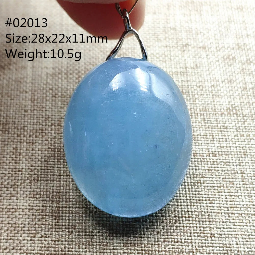 

Genuine Natural Blue Aquamarine Pendant For Women Men New Oval Clear Beads Crystal Necklace Pendant AAAAA