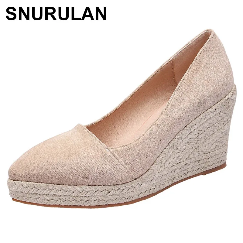 

SNURULAN Comfortable Wedge Single Shoes Women's Autumn 2021 New Shallow Mouth Thick-soled High Heels Fashion All-match Work Shoe