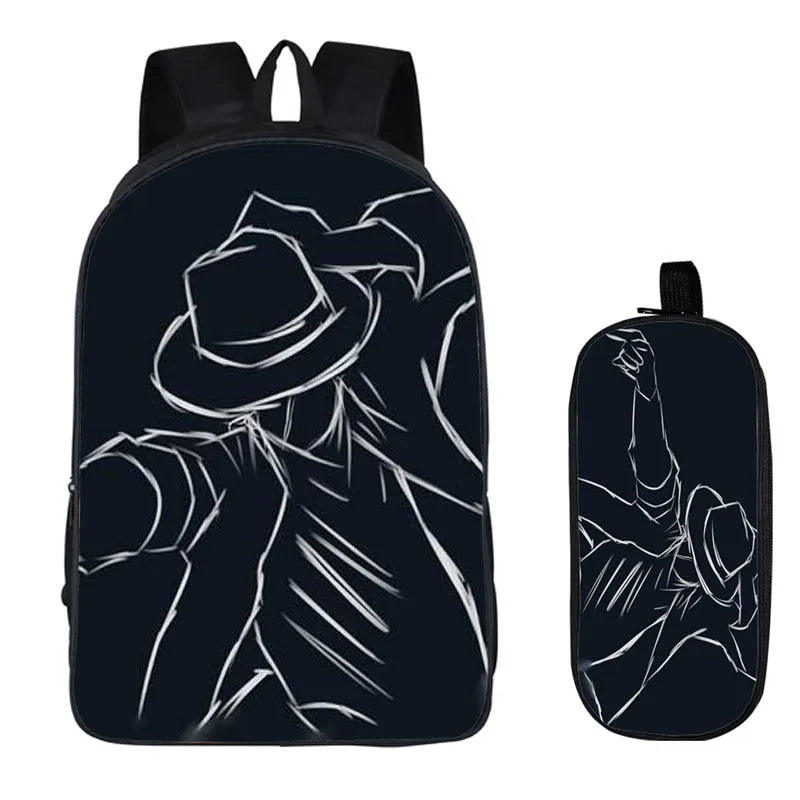 

DIY Майкл Джексон» комплект из 2 предметов с Карандаш Чехол школьные рюкзаки с принтом крутые детские школьные сумки для мальчиков и мужчин и ...