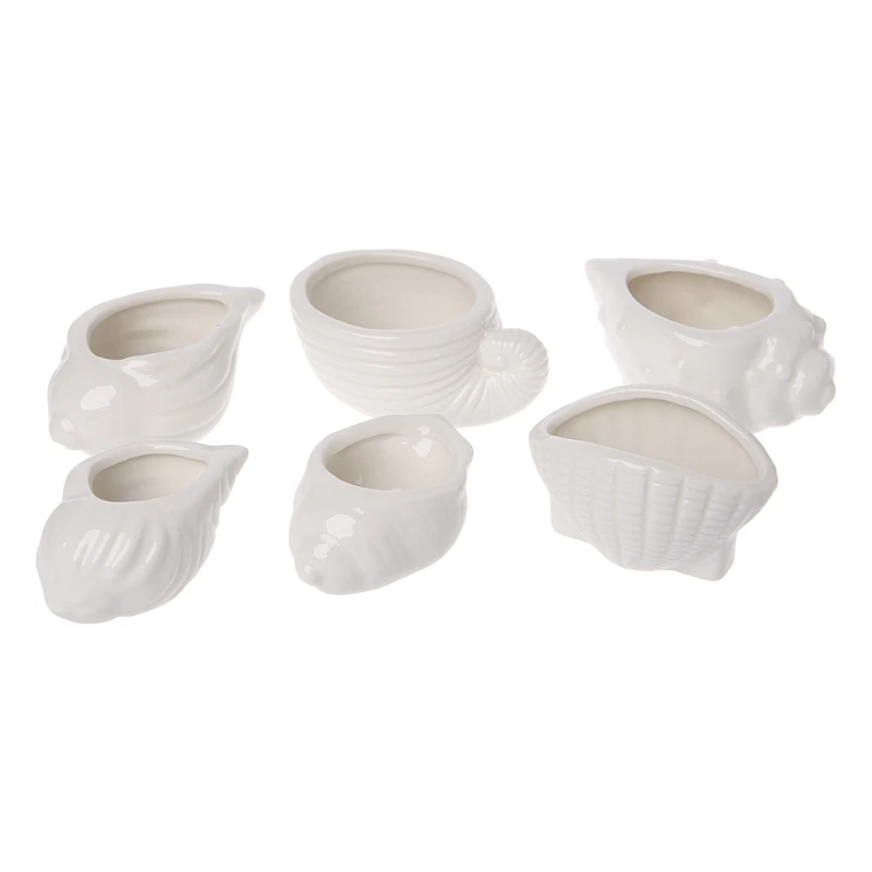 

6Pcs Mini Small Shell Shape Flowerpot Ceramic Succulent Plant Cactus Containers