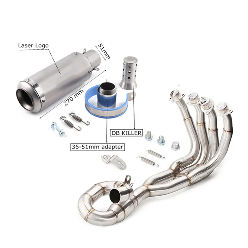 

51MM Middle Pipe Modified Motorcycle Muffler Pipe Front Header Pipe Tube For YZF-R6 R6 2006 to 2019