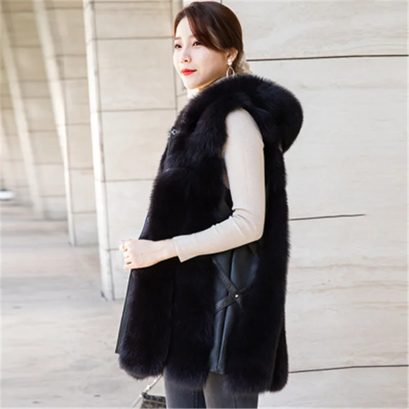 Hot sale women winter coat real fox fur vest natural fur gilet fashion clothing genuine fox fur coat fur jacket women clothing
