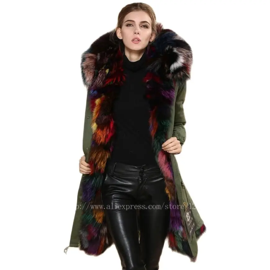 2015 Высококачественная парка пальто армейского зеленого цвета с подкладкой из