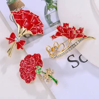 fashionable crystal flower rose brooches for women leaf brooches men lapel flower accessories for dress pins corsage metal