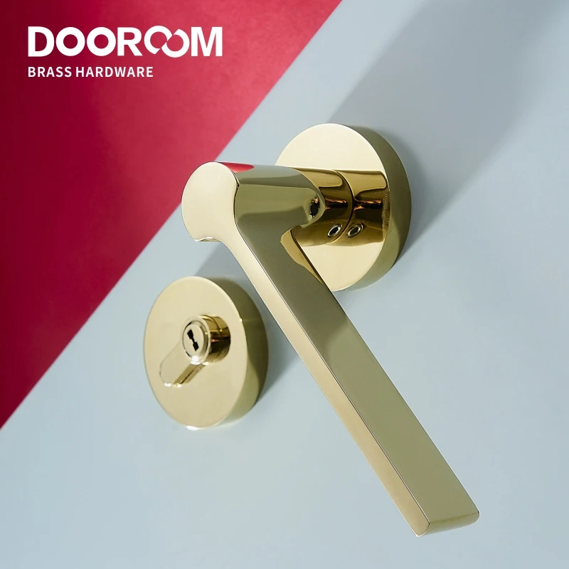 Дверной рычаг из латуни Dooroom бесшумный блестящий современный светильник