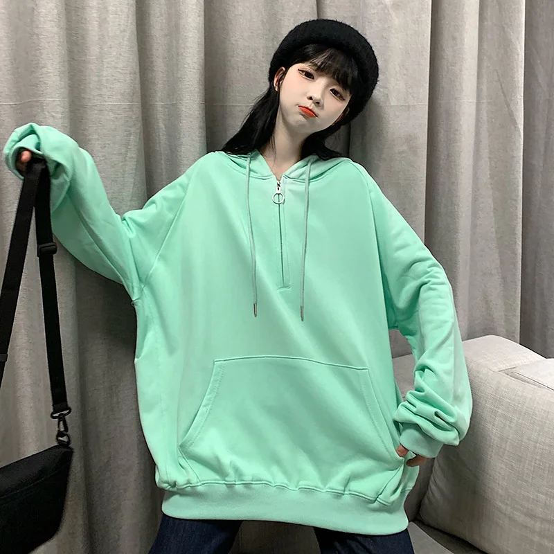 

Hooded Sweater Women Spring And Autumn Loose Korean Version Ins Harajuku Lazy BF Wind Thin Super Fire Jacket Wn*