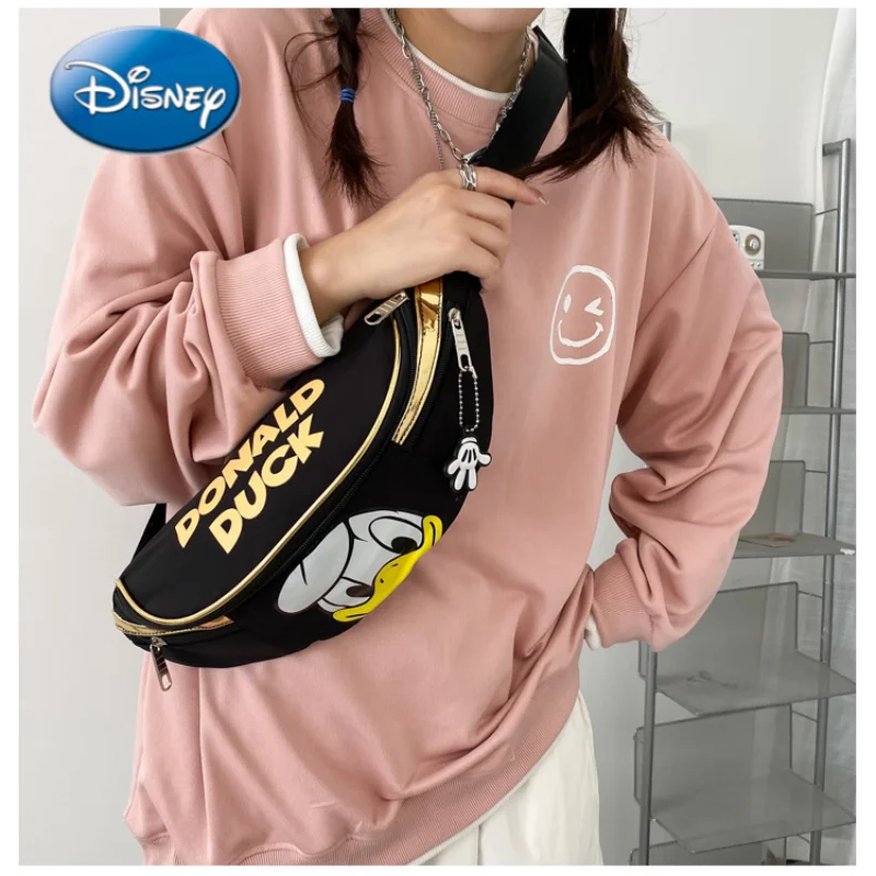 

New Disney Donald Duck Cartoon Printed Woman Messenger Bag Fashion Breast Bag Leisure Outdoor Sports Waist Bag Wallet Card Case