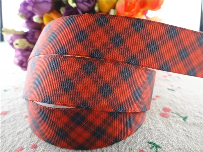 

18031602, 22mm/38mm 50 Yards/lot checked printed grosgrain ribbons lattice ribbon DIY handmade materials