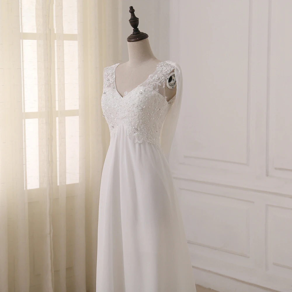 Adln в наличии белый/слоновая кость пляж свадебное платье Кепки рукавом бретелек