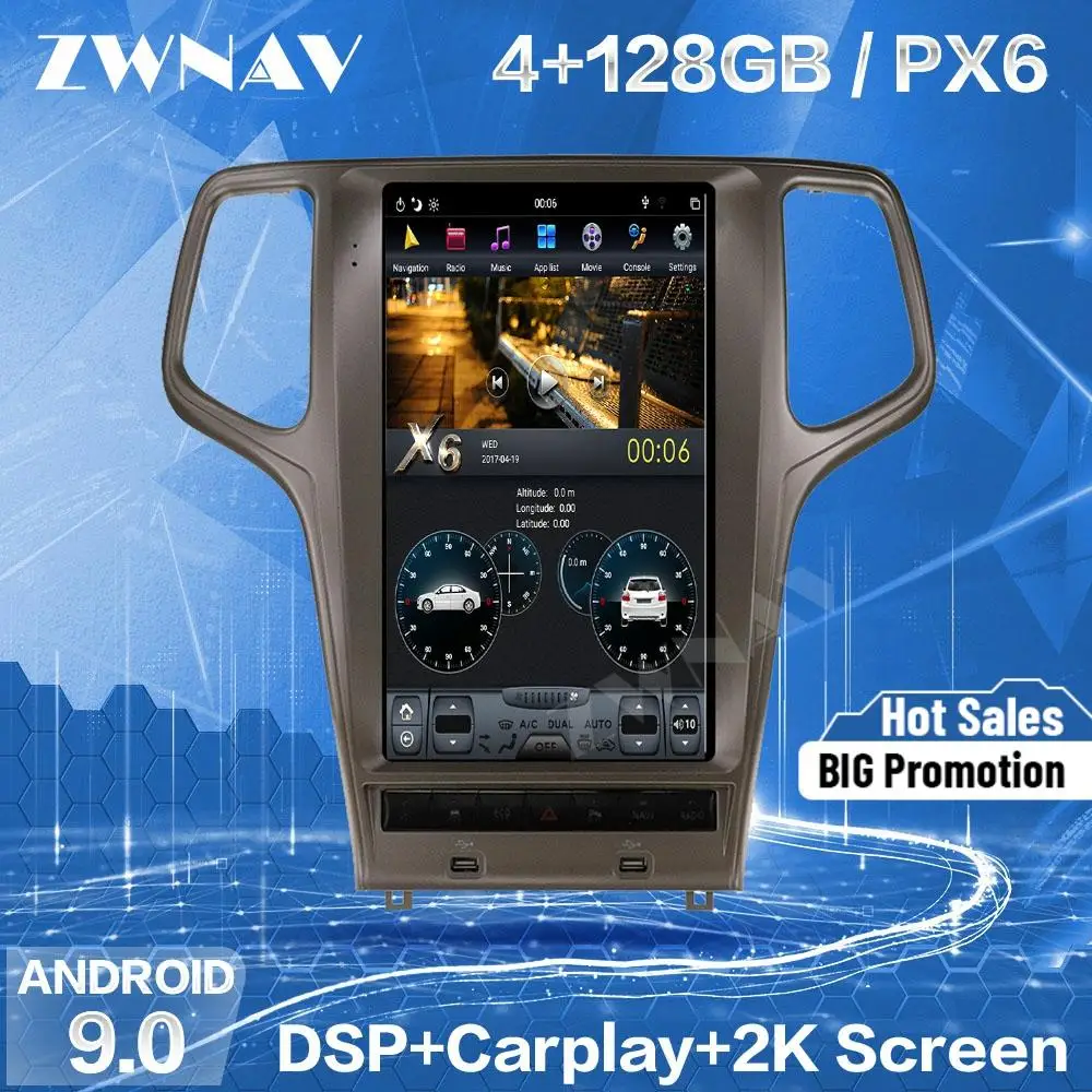 

128 Tesla Screen For 2010 2011 2012 2013 Jeep Grand Cherokee Android Car multimedia Player GPS Audio Radio Head Unit Auto Stereo