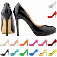 thin heel high heels pumps women shoes sexy wedding party pointed toe patent leather 11cm slip on waterproof 2020 size 35 42