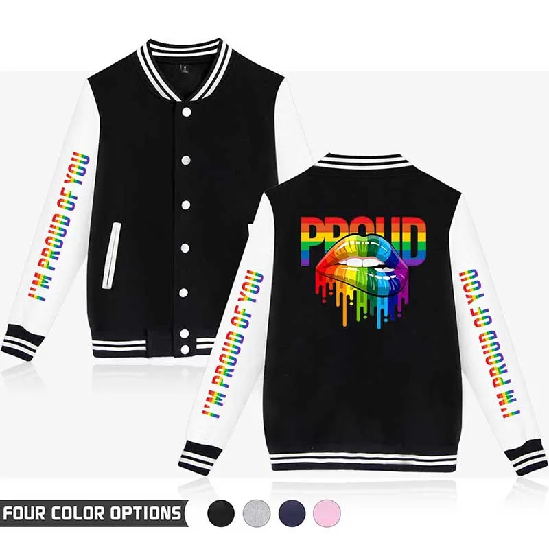 

LGBT Rainbow Lesbians Gays Love Baseball Jacket Coat Fashion Men Women Hoodie Sweatshirt Tops Long Sleeve Unisex Hoodies Jackets