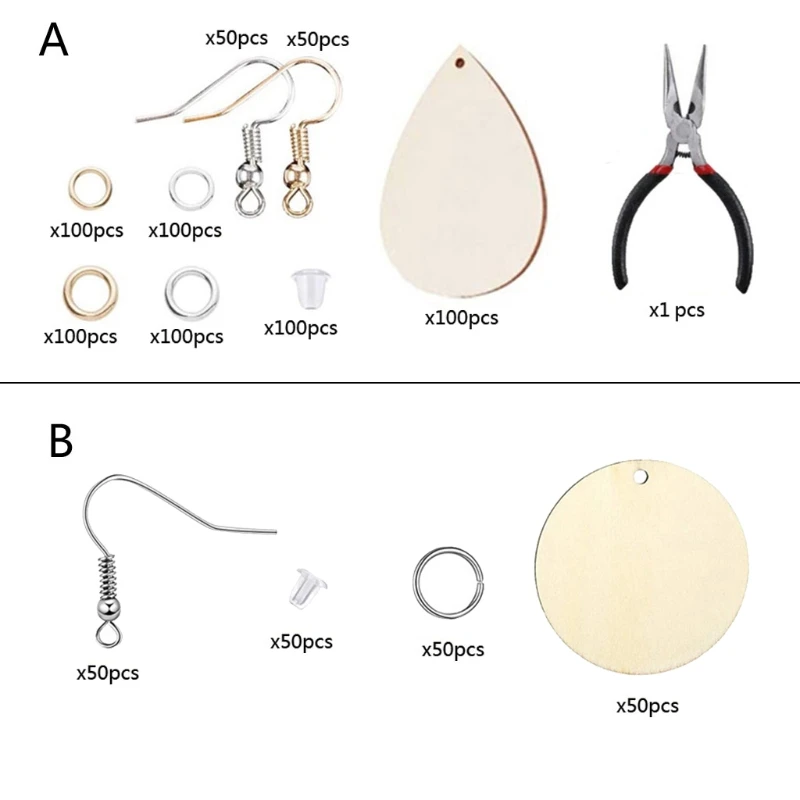 

Large Pack Handmade Unfinished Wooden Earrings Teardrop Round Painting Blank Pendant Earring Making Jewelry Supplies Kit