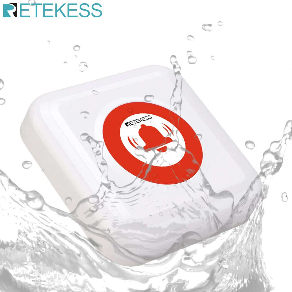Retekess TD002 беспроводной звонок Водонепроницаемый IPX3 кнопка вызова передатчик пожилых экстренный вызов для медсестры система вызова