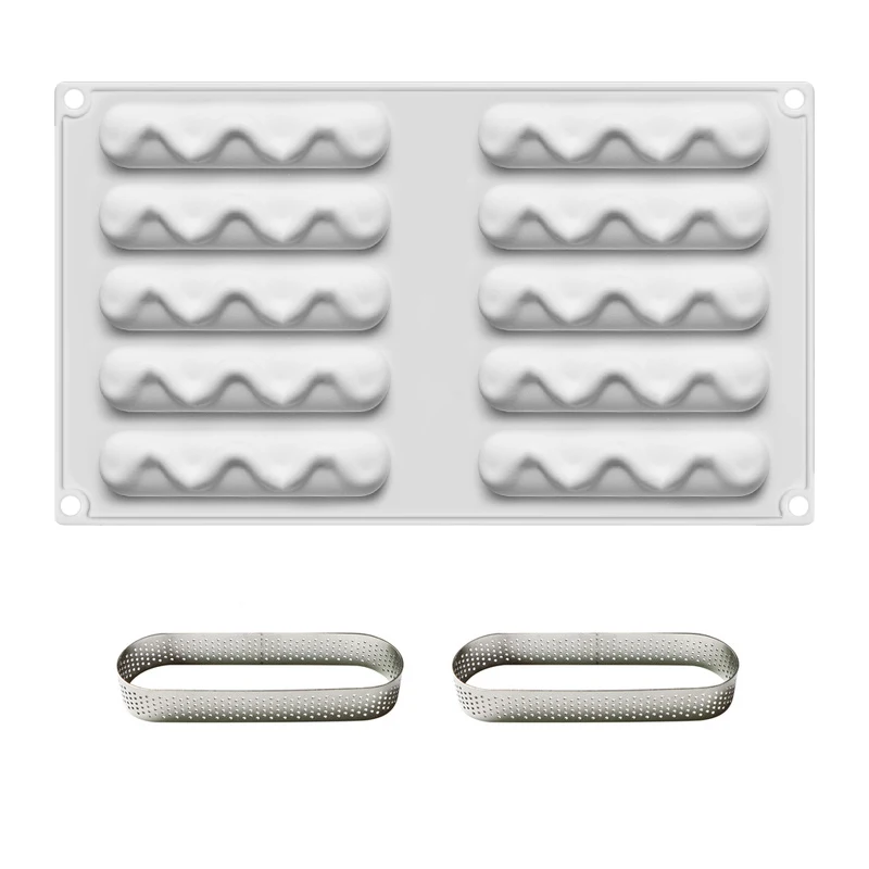Yiwumart 8 Holes Wave Oval Curved Molds Silicone Mold Cake Decorating Tools For Baking Dessert Mould Mousse Chocolate Pan | Дом и сад