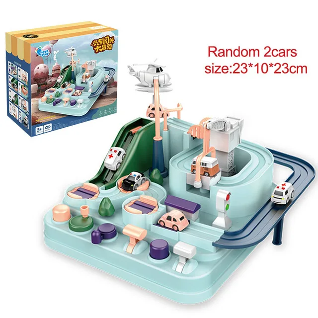 

New Kids Education Cars Toys for Boys Girls Juguetes Track Adventure Brain Table Games Rail Parking Lots Children Xmas Gifts Box