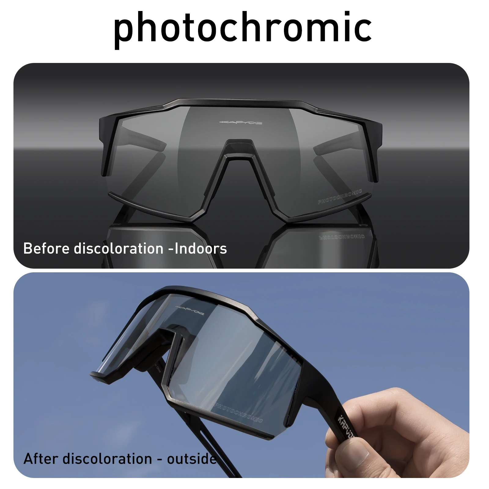 

Kapvoe photochromic ciclismo óculos de sol dos homens óculos de proteção da bicicleta mtb estrada à prova vento ciclismo uv400