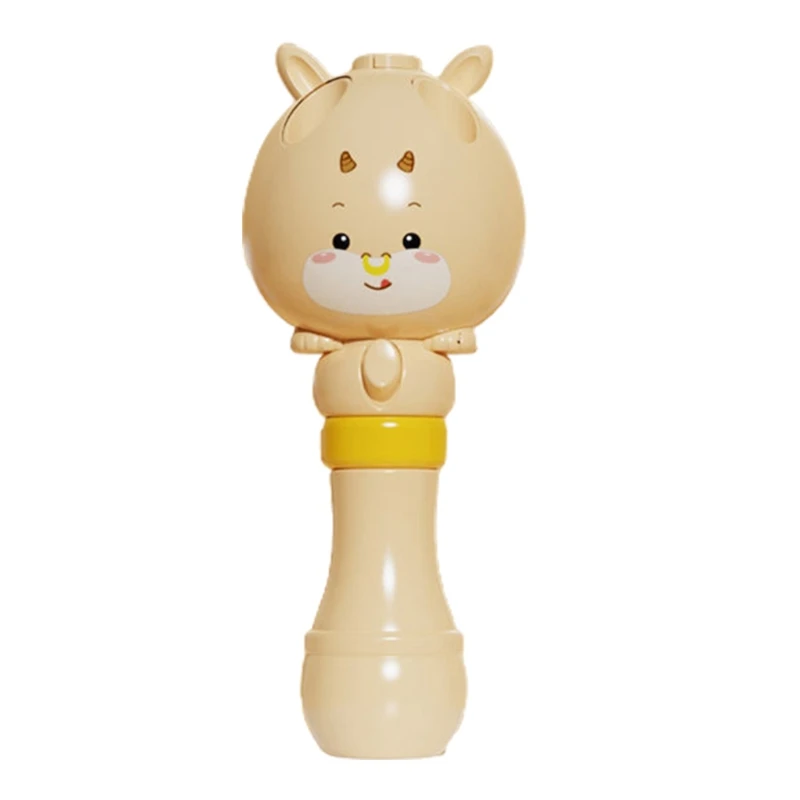 

40JC Cute Cartoon Summer Bamboo Dragonfly Flying Windmill Bubble Machine, Little Bear/ Calf/ Piggy/ Lamb for Outdoor Play