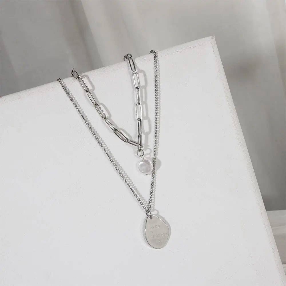 

Simple Double Layer Female Choker Hip Hop Korean Style Clavicle Chain Women Necklace Pearl Necklaces Fashion Jewelry