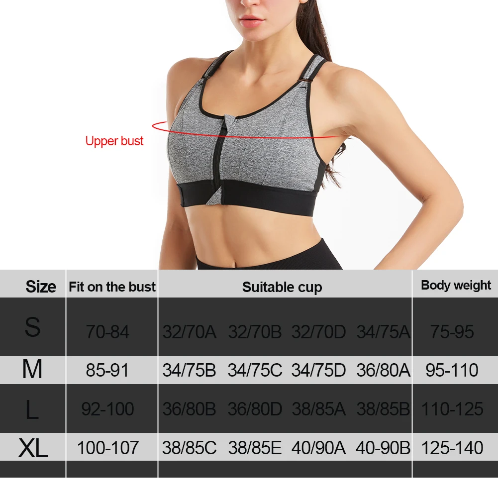 

Women Sports Bra Crop Top Zip Front Push Up Underwear Crisscross Back Detachable Pads Athletic Vest Workout Running Fitness Bra