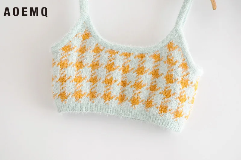 Модные короткие свитера AOEMQ без бретелек сексуальный женский жилет осенние