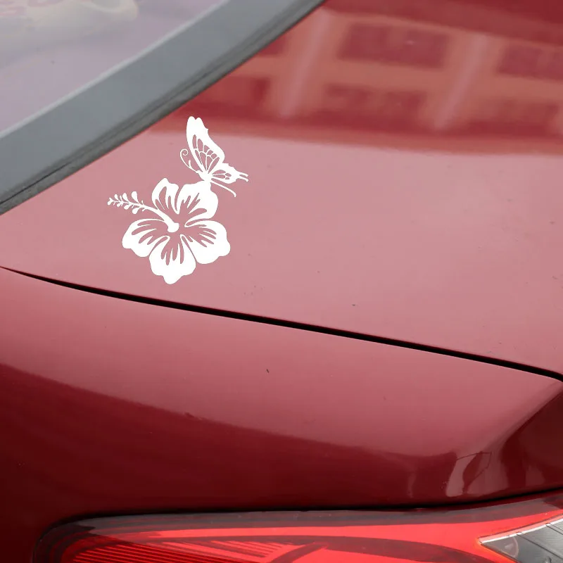 Оригинальные автомобильные наклейки Volkrays гавайский гибискус цветок Бабочка