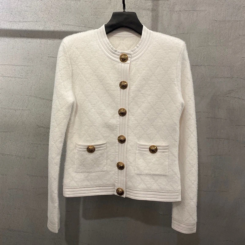 

Women Cardigan Long Sleeve Embroidery Casual Female Crop Tops Simple O-neck Spring Autumn Knitted Sweater All-match Loose Coats