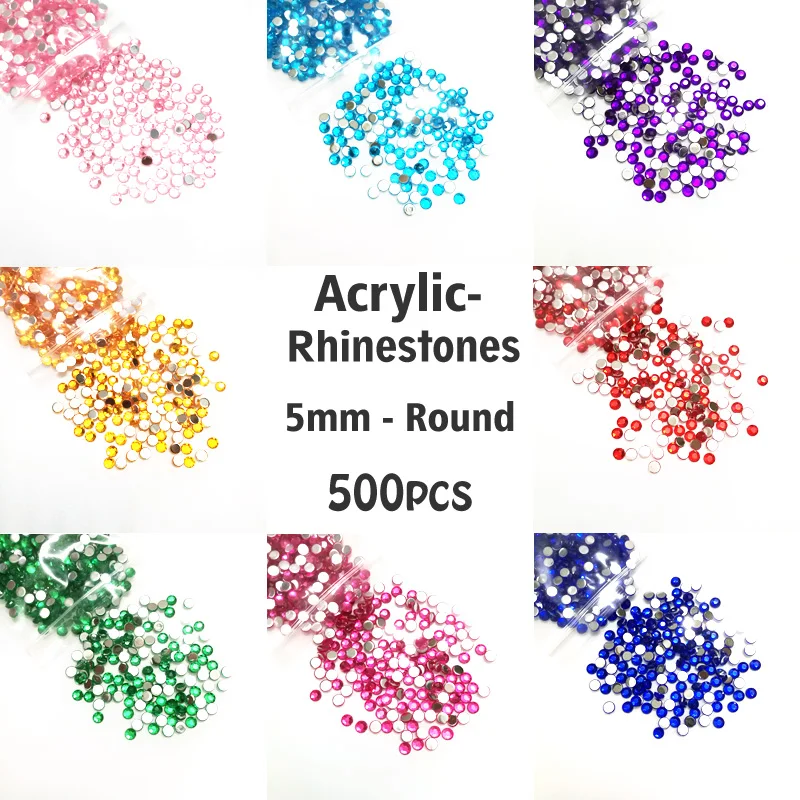 500 шт. акриловые Стразы 5 мм высококачественные круглые бриллиантовые