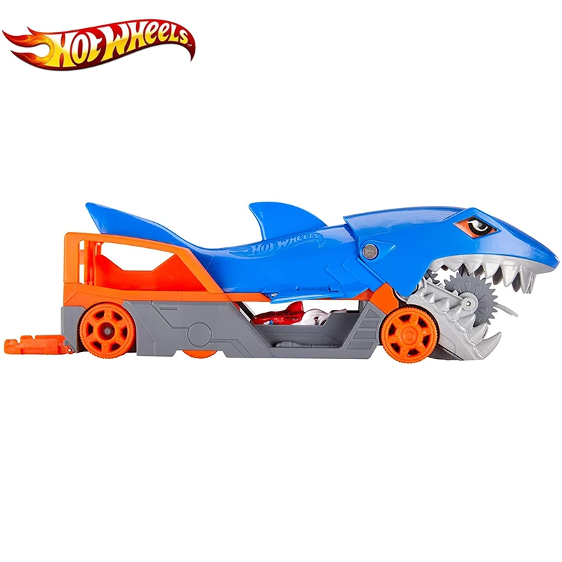 How Wheels Shark Chomp Transporter Playset мультиавтомобильный трек с машинной игрушкой синяя рыба