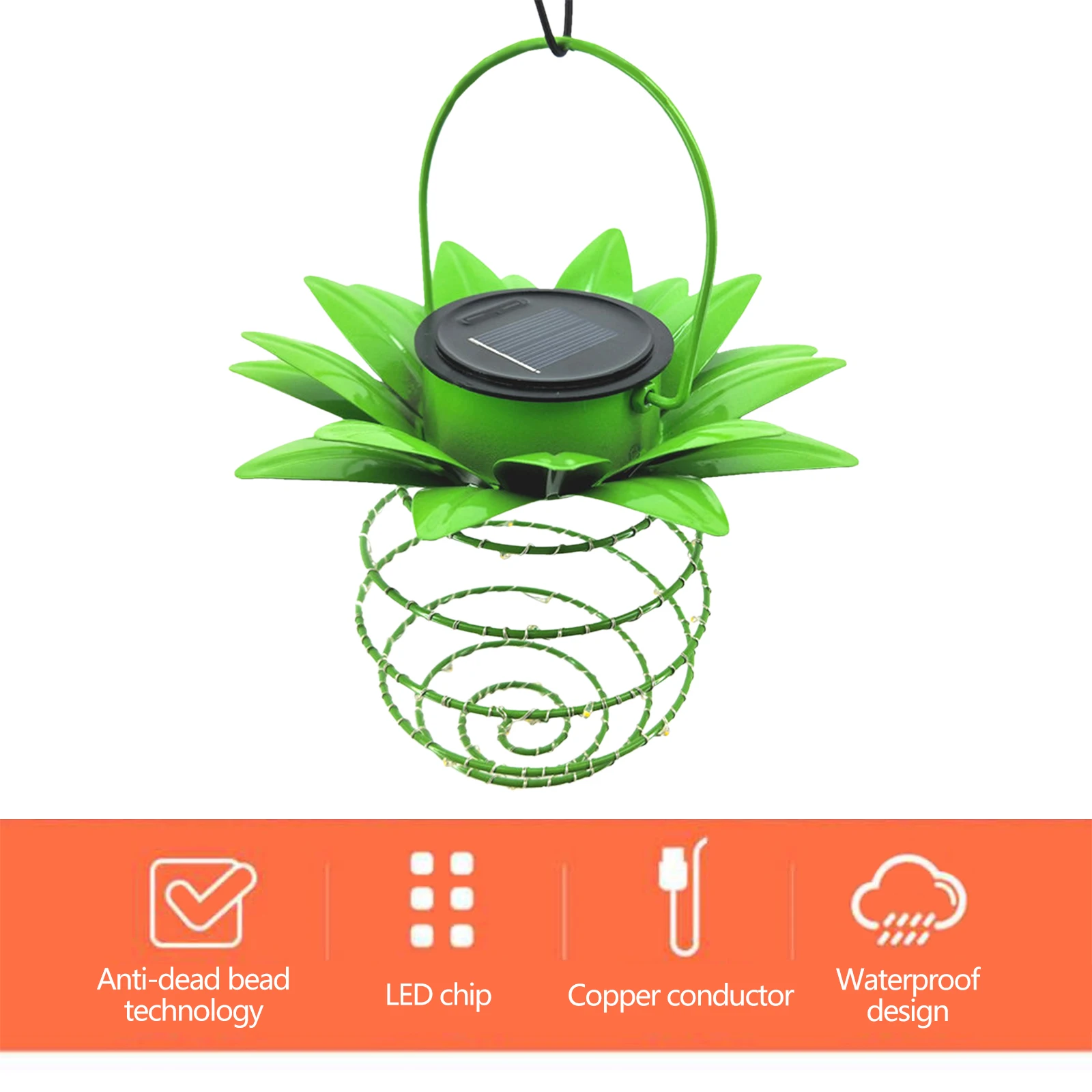 Открытый Водонепроницаемый сад 25LED ананас солнечный светильник дороги висящий