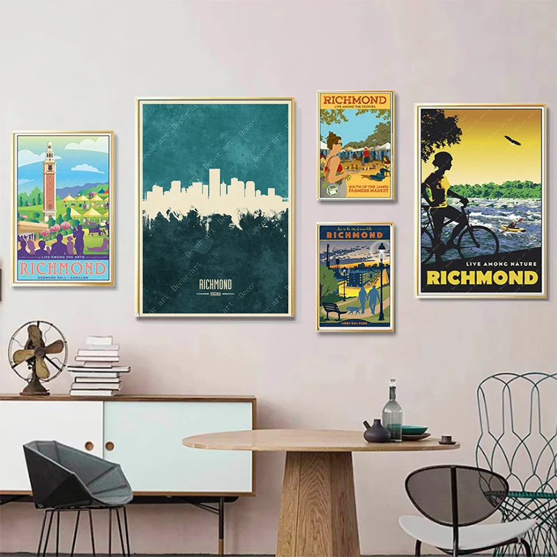 Америка Вирджиния Ричмонд холст картины Винтаж Путешествия стены крафт плакаты
