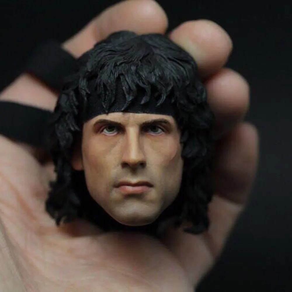 

In Stock 1/6 Scale Male Figure Accessory First Drop of Blood Rambo God of the Jungle Head Sculpt Carved Model for 12'' Body