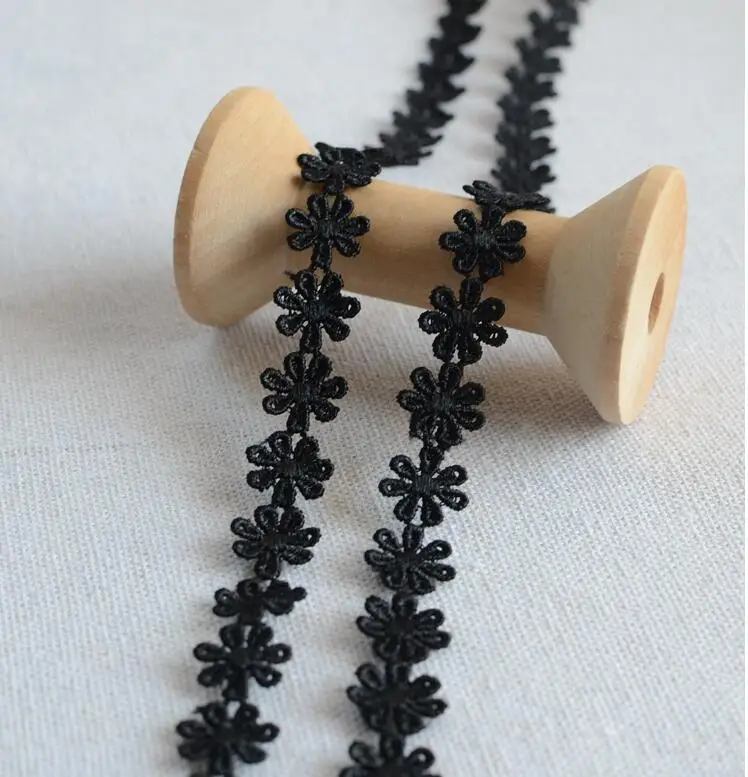 5 ярдов оптовая продажа новинка белый черный цветок ромашки кружевная отделка