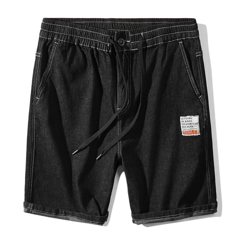 

Men's Summer New Fashion Casual Loose Straight Stretch Denim Shorts Male Brand Black Blue Short Jeans Men's Shorts Plus Size