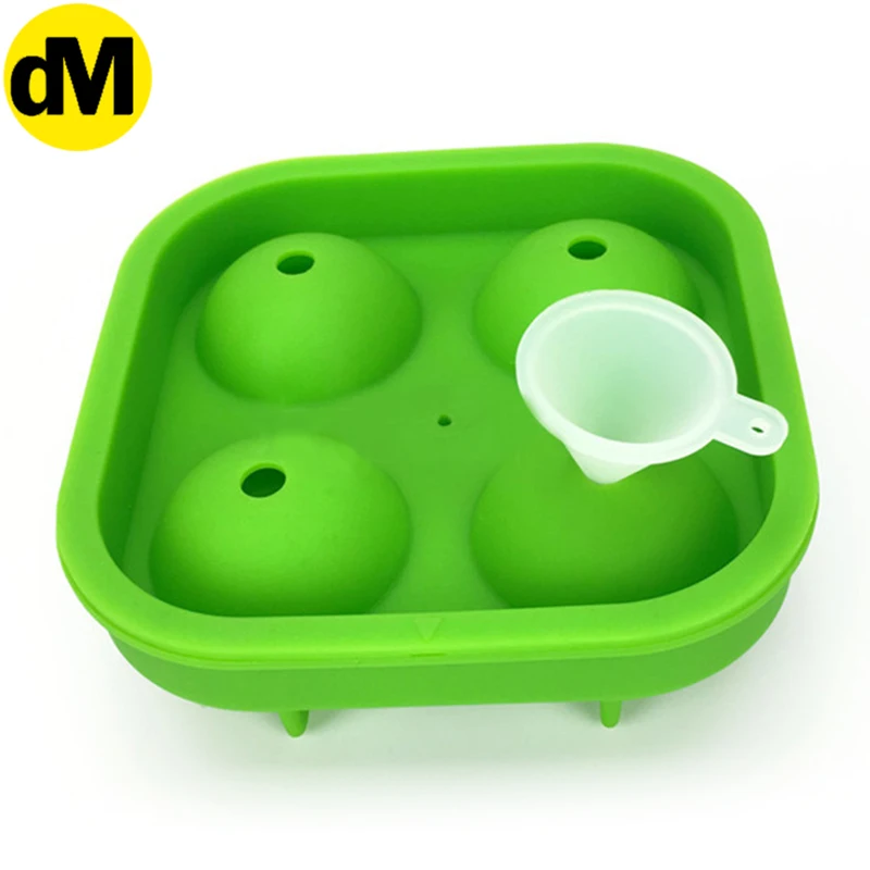

DM 1pcs/Set 4-hole Ice Hockey Football Silicone Ice Tray Ice Hockey Mold With Lid Ice Box World Cup Football Ice Tray Creative