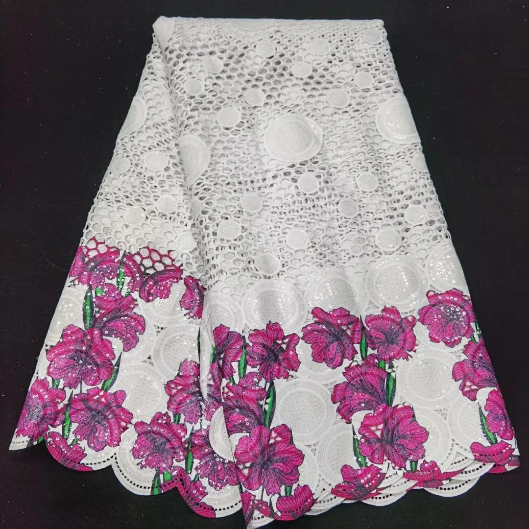 

Nigeria Lace Fabric 2021 High Quality France Cord Lace Embroidery African Guipure Net Fabric For Party Dress Popular Dubai Style