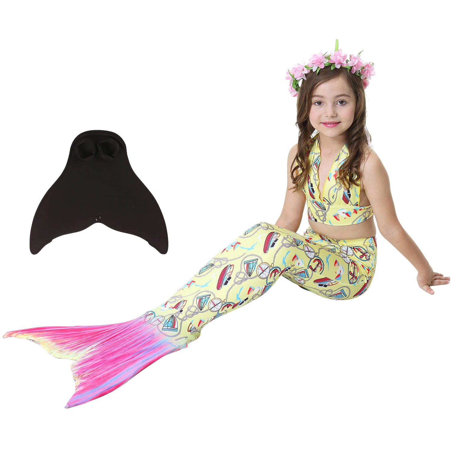 Новая детская летняя праздничная одежда Детский Костюм Русалки с/без моноласта