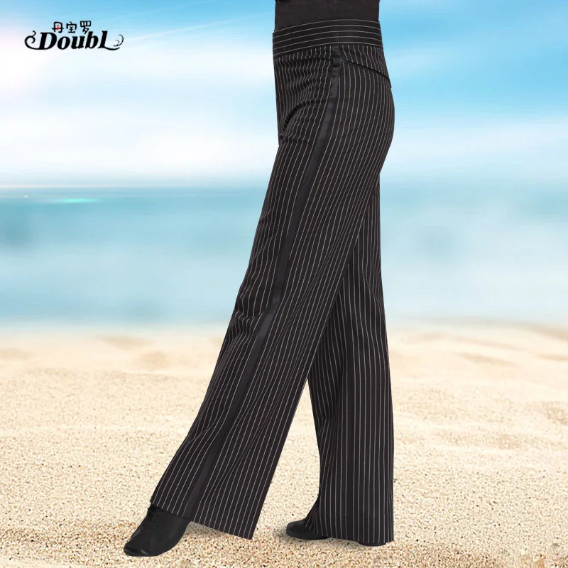 Мужские брюки для латинских танцев в полоску современные Сатиновые сальсы