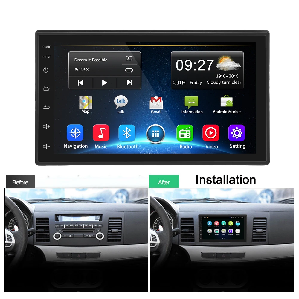 Podofo 2din Автомагнитола Android gps Navi Wifi Автомобильный мультимедийный плеер