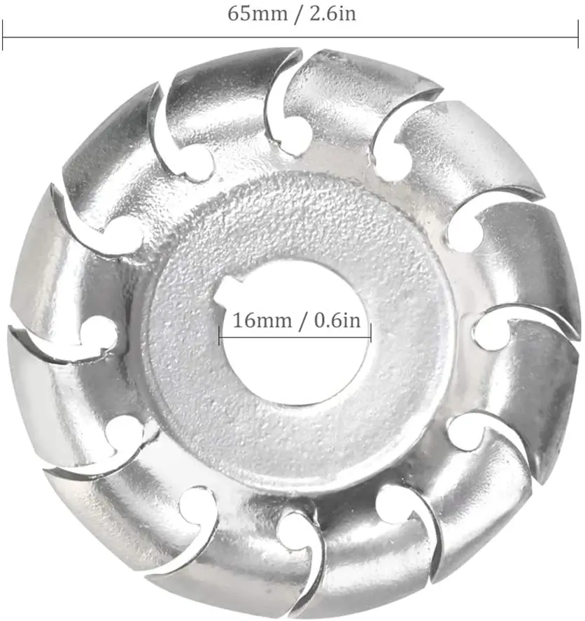 

1PC 65mm 12 Teeth Wood Carving Disc 16mm Bore Grinder Wood Shaping Disc Plate For 100/115 Angle Grinde Carving Rotary Tool