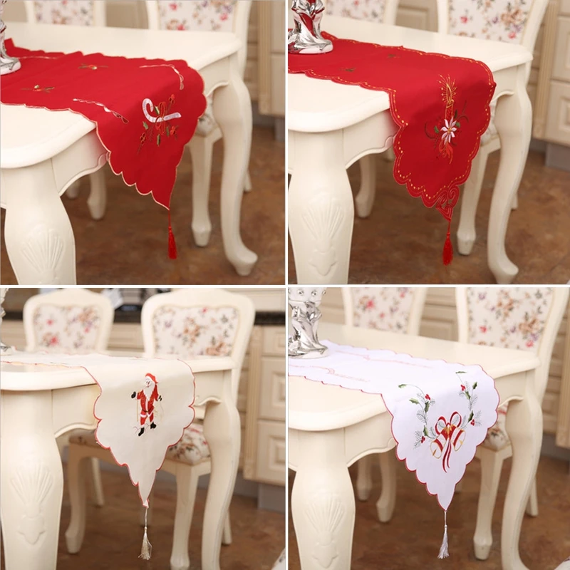 1 шт. Рождественская Новогодняя скатерти с вышивкой полые декоративные флажки