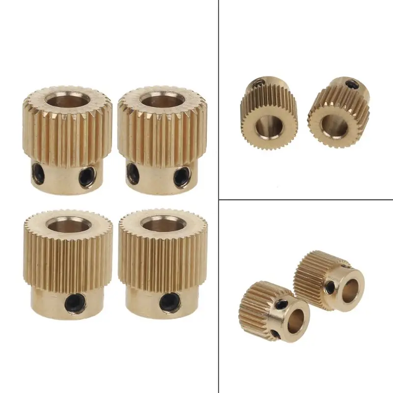 

2Pcs Mk7 MK8 Extrusion Gear 26/40 Tooth Teeth Brass Drive Gear Feeding Gear Extrusion Wheel for anet Ender CR-10 3D Printer New