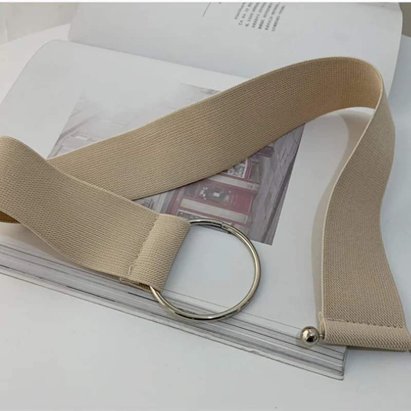 Ремень женский эластичный с круглой пряжкой украшение для пальто свитера