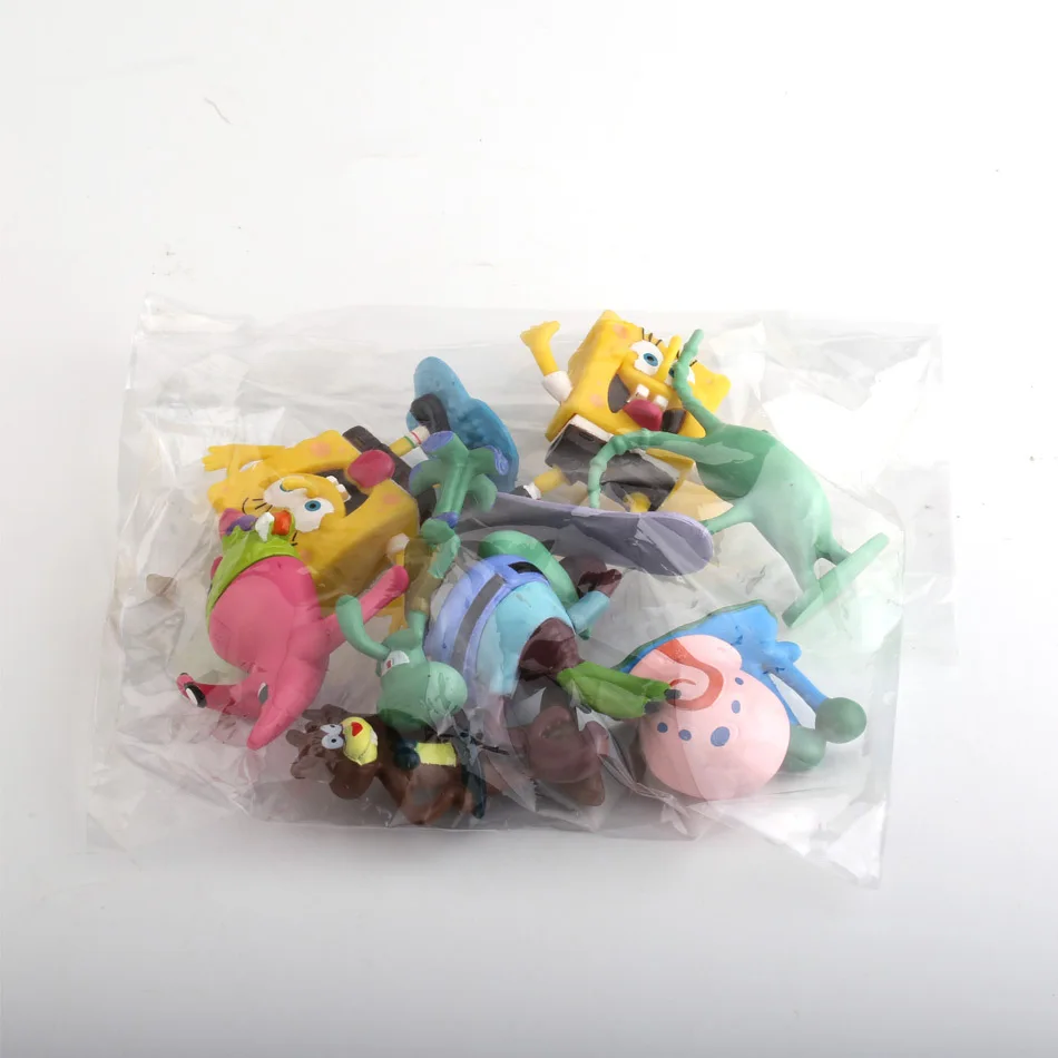 8 pcs spongebobs figure dolls cake decoration patrick stars eugene lovely action figure model blind box surprise toys kids gift free global shipping