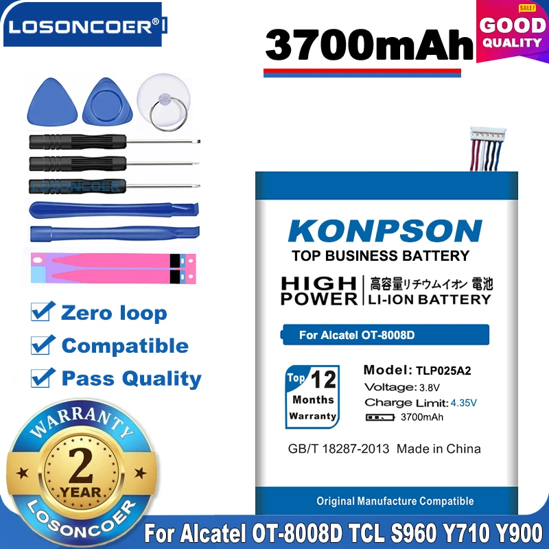 Аккумулятор LOSONCOER TLP025A2 3700 мАч для Alcatel One Touch Idol X + 6043D Scribe HD TCL S960 Y710 Y900 100%