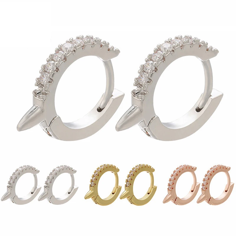 Серьги кольца с фианитами для пирсинга маленькие модные украшения прокола хряща