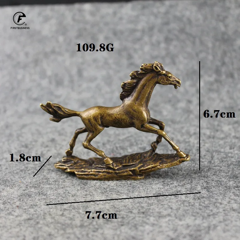 Античная твердая медная подвижная лошадь интерьер из латуни миниатюрные фигурки