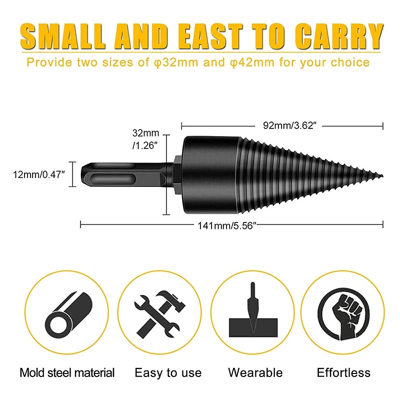 

Firewood Drill Bit Firewood Log Splitter Heavy Drill Bit Wood Screw Cone Suitable for Household Electric Drill