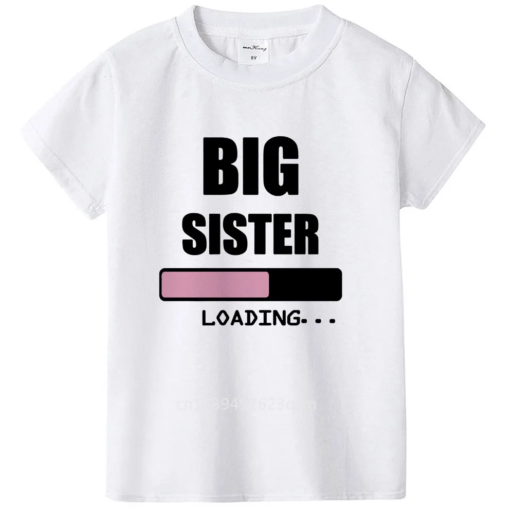 

Футболка с надписью «Big Brother/sister Loading» для маленьких детей, мягкие топы, футболки, наряды, детская одежда, одежда для девочек